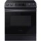Samsung - 6.3 cu. ft. Front Control Slide-in Electric Range with Convection & Wi-Fi, Fingerprint Resistant - Black Stainless Steel-Front_Standard