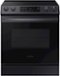Samsung - 6.3 cu. ft. Front Control Slide-In Electric Range with Wi-Fi, Fingerprint Resistant - Black Stainless Steel-Front_Standard