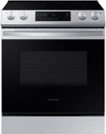Samsung - 6.3 cu. ft. Front Control Slide-In Electric Range with Wi-Fi, Fingerprint Resistant - Stainless steel - Front_Standard