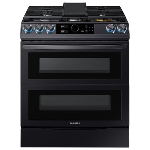 Samsung - Flex Duo™ 6.3 cu. ft.  Front Control Slide-in Dual Fuel Range with Smart Dial, Air Fry & WiFi, Fingerprint Resistant - Black Stainless Steel