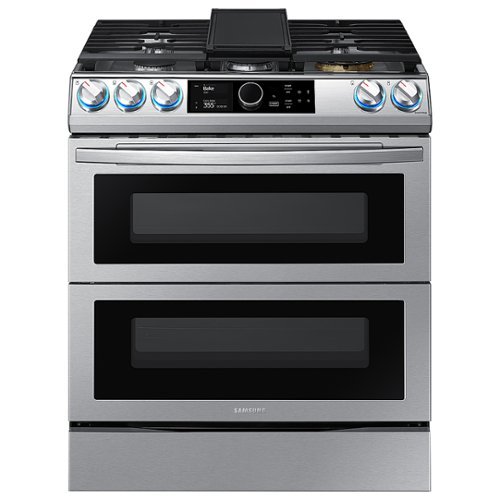 Samsung - Flex Duo 6.3 cu. ft. Front Control Slide-in Dual Fuel Range with Smart Dial, Air Fry & WiFi, Fingerprint Resistant - Stainless Steel