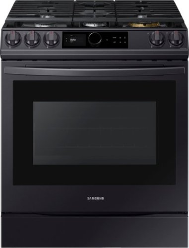 Samsung - 6.0 Cu. Ft. Front Control Slide-in Gas Range with Smart Dial, Air Fry & Wi-Fi, Fingerprint Resistant - Black stainless steel