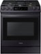 Samsung - 6.0 Cu. Ft. Front Control Slide-in Gas Range with Smart Dial, Air Fry & Wi-Fi, Fingerprint Resistant - Black Stainless Steel-Front_Standard