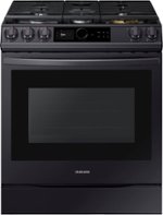 Samsung - 6.0 Cu. Ft. Front Control Slide-in Gas Range with Smart Dial, Air Fry & Wi-Fi, Fingerprint Resistant - Black stainless steel - Front_Standard