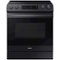Samsung - 6.3 cu. ft. Front Control Slide-In Electric Convection Range with Air Fry & Wi-Fi, Fingerprint Resistant - Black Stainless Steel-Front_Standard