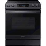 Samsung - 6.3 cu. ft. Front Control Slide-In Electric Convection Range with Air Fry & Wi-Fi, Fingerprint Resistant - Black stainless steel - Front_Standard