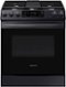Samsung - 6.0 cu. ft. Front Control Slide-In Gas Range with Convection & Wi-Fi, Fingerprint Resistant - Black Stainless Steel-Front_Standard