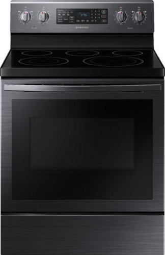 Samsung - 5.8 cu. ft. Freestanding Electric Convection Range with Air Fry, Fingerprint Resistant - Black stainless steel