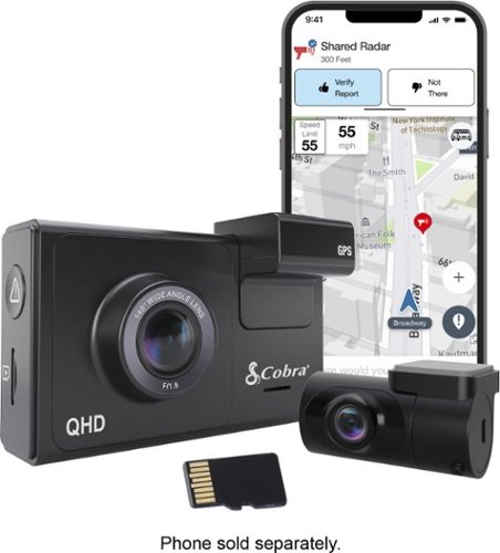 Image of Cobra - SC 200D Dual-View Smart Dash Cam with Rear-View Accessory Camera - Black