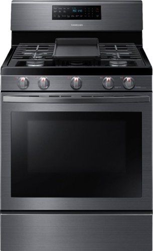 Samsung - 5.8 Cu. Ft. Freestanding Gas Convection Range with Air Fry, Fingerprint Resistant - Black stainless steel