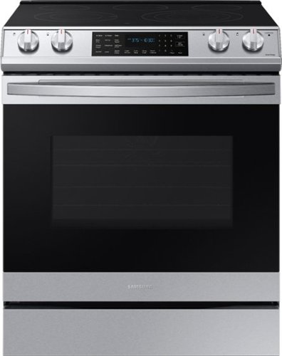 Samsung - 6.3 cu. ft. Front Control Slide-In Electric Convection Range with Air Fry & Wi-Fi, Fingerprint Resistant - Stainless steel