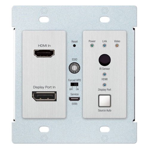 Key Digital - Wall Plate Switcher/Transmitter - Brushed Aluminum Face With Black Metal Backing