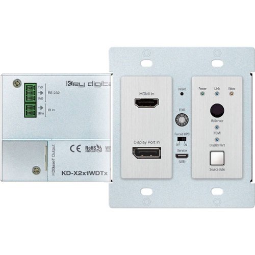 Key Digital Wall Plate Switcher/Transmitter - Brushed Aluminum Face With Black Metal Backing WORLDWIDE DELIVERY