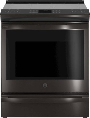 GE Profile - 5.3 Cu. Ft. Slide-In Electric True Convection Range with Self-Steam Cleaning - Black stainless steel