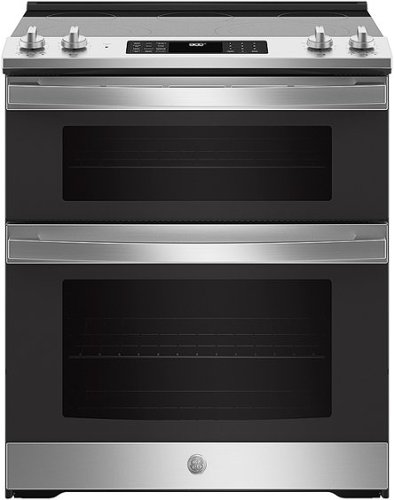 GE - 6.6 Cu. Ft. Slide-In Double Oven Electric True Convection Range with Self-Steam Cleaning and No-Preheat Air Fry - Stainless steel
