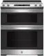 Front. GE - 6.6 Cu. Ft. Slide-In Double Oven Electric True Convection Range with Self-Steam Cleaning and No-Preheat Air Fry - Stainless Steel.
