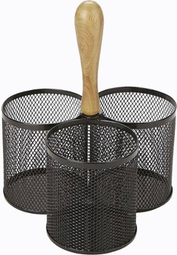 Mind Reader - 3-Section Mesh Cutlery Caddy - Black
