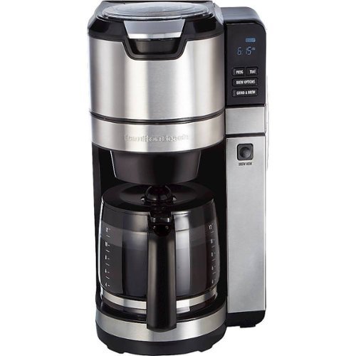 Hamilton Beach - 12-Cup Coffee Maker with Integrated Coffee Grinder - Black/Stainless