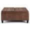 Simpli Home - Harrison 36 inch Wide Transitional Square Coffee Table Storage Ottoman Faux Leather - Distressed Umber Brown-Front_Standard