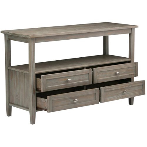 Simpli Home - Warm Shaker SOLID WOOD 48 inch Wide Transitional Console Sofa Table in Distressed Grey - Distressed Gray