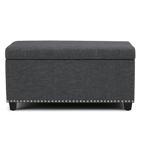 Simpli Home - Amelia Storage Ottoman Bench - Slate Gray-Front_Standard 