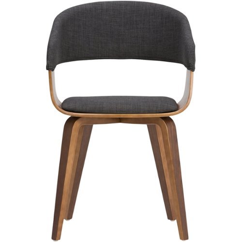 Simpli Home - Lowell Mid Century Modern Bentwood Dining Chair in Charcoal Grey Linen Look Fabric - Charcoal Gray