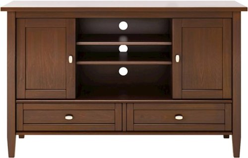 Simpli Home - Warm Shaker SOLID WOOD 47 inch Wide Transitional TV Media Stand in Russet Brown For TVs up to 50 inches - Russet Brown