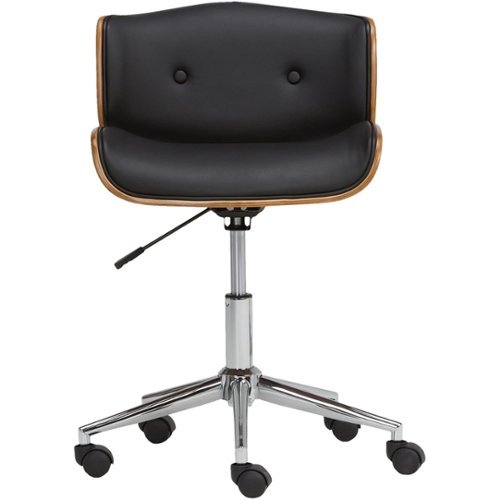 Simpli Home - Dax 5-Pointed Star Chrome and Foam Executive/Computer Chair - Black/Natural