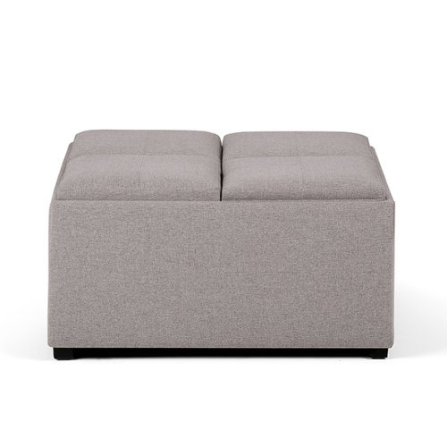 Simpli Home - Avalon 35 inch Wide Contemporary Square Coffee Table Storage Ottoman - Gray Cloud