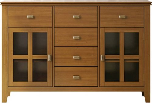 Simpli Home - Artisan Contemporary Solid Wood 2-Shelf 6-Drawer Sideboard - Honey Brown