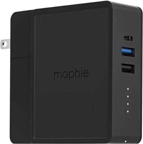 mophie - International Powerstation Hub 6,000 mAh Portable Charger with Interchangeable AC Power Prongs - Black