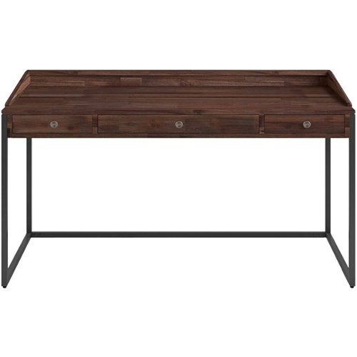 Simpli Home - Ralston Rectangular Modern Industrial Solid Acacia Wood 2-Drawer Table - Distressed Charcoal Brown