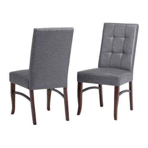 Simpli Home - Ezra Contemporary Faux Leather Dining Chairs (Set of 2) - Stone Gray-Front_Standard 