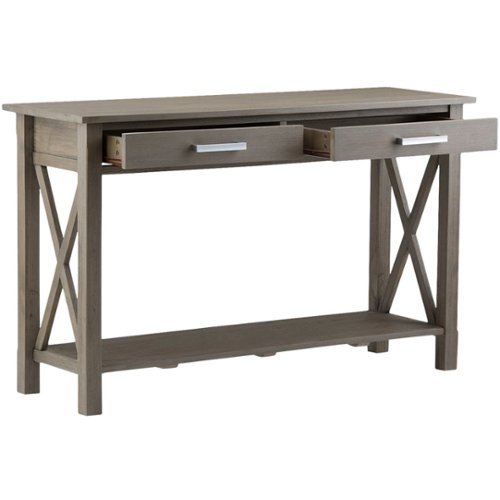 Simpli Home - Kitchener Rectangular Contemporary Wood 2-Drawer Console Table - Distressed Gray
