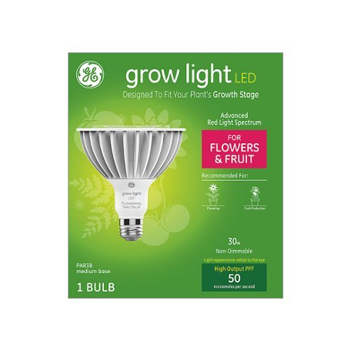 Image of General Electric - GE Grow LED 30-Watt PAR38 for Indoor Plants, Red Reproductive Spectrum for Flowering and Fruiting - White