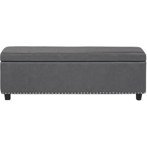 

Simpli Home - Kingsley Rectangular Transitional Foam/Plywood Bench Ottoman With Inner Storage - Stone Gray
