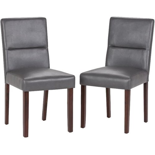 Simpli Home - Ashford 4-Leg Faux Leather and High-Density Foam Dining Chairs (Set of 2) - Stone Gray