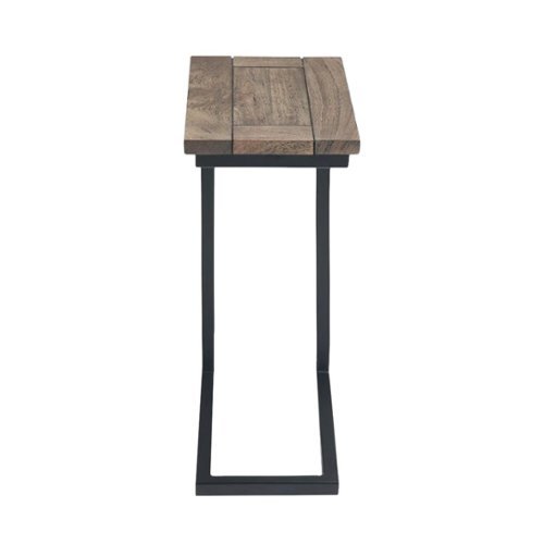 Simpli Home - Skyler SOLID MANGO WOOD and Metal 18 inch Wide Rectangle Industrial C Side Table in, Fully Assembled - Beach Brown
