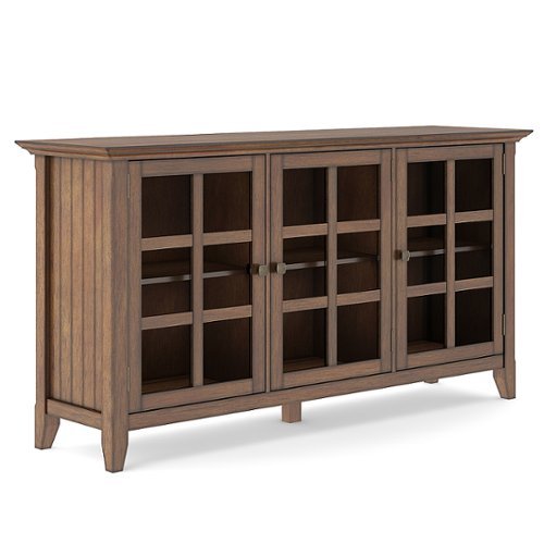 Simpli Home - Acadian SOLID WOOD 62 inch Wide Transitional Wide Storage Cabinet in - Rustic Natural Aged Brown