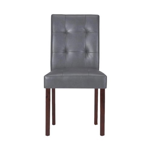 

Simpli Home - Andover Contemporary Faux Leather & High-Density Foam Dining Chairs (Set of 2) - Stone Gray