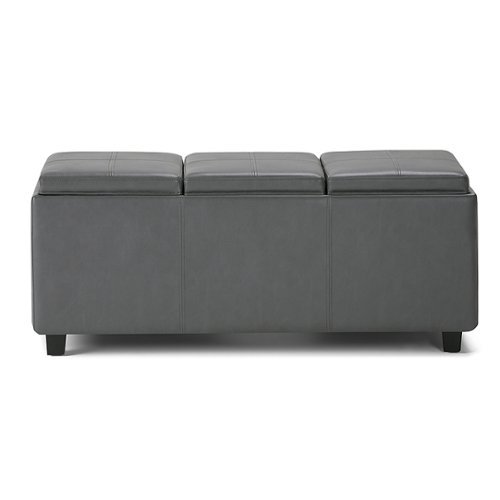 Simpli Home - Avalon 42 inch Wide Contemporary Rectangle Storage Ottoman - Stone Gray