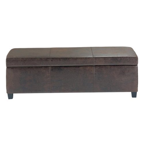 

Simpli Home - Avalon Rectangular Contemporary Wood/Foam Bench Ottoman With Inner Storage - Distressed Brown
