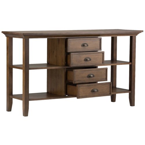 Simpli Home - Redmond Rectangular Rustic Wood 4-Drawer Console Table - Natural Aged Brown