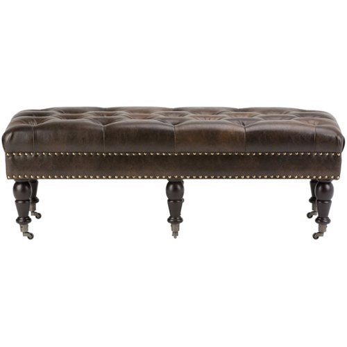 Photos - Weight Bench Simpli Home  Henley Traditional Bonded Leather Bench Ottoman - Distressed 