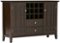 Simpli Home - Bedford Rustic Solid Wood 4-Shelf 2-Drawer Sideboard, Buffet, Credenza, and Wine Rack - Dark Tobacco Brown-Angle_Standard