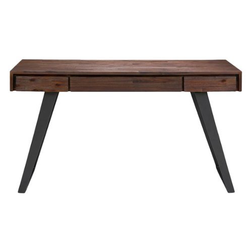 

Simpli Home - Lowry Rectangular Modern Industrial Solid Acacia Wood 2-Drawer Table - Distressed Charcoal Brown