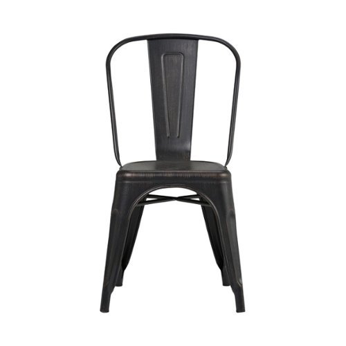 Simpli Home - Fletcher Contemporary Industrial Metal Dining Chairs (Set of 2) - Powder Coated Distressed Black And Copper