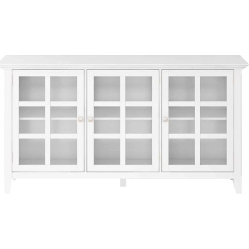 Simpli Home - Acadian SOLID WOOD 62 inch Wide Transitional Wide Storage Cabinet - White-Front_Standard 