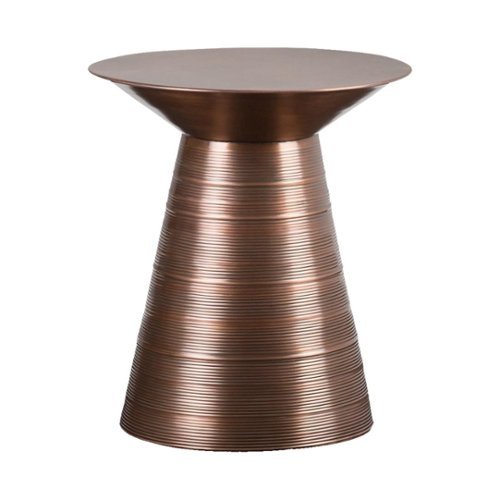 Simpli Home - Sheridan Round Contemporary Iron Accent Side Table - Aged Copper