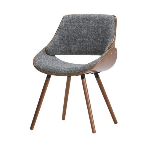 

Simpli Home - Malden Mid Century Modern Bentwood Dining Chair with Wood Back in Grey Woven Fabric - Gray/Natural